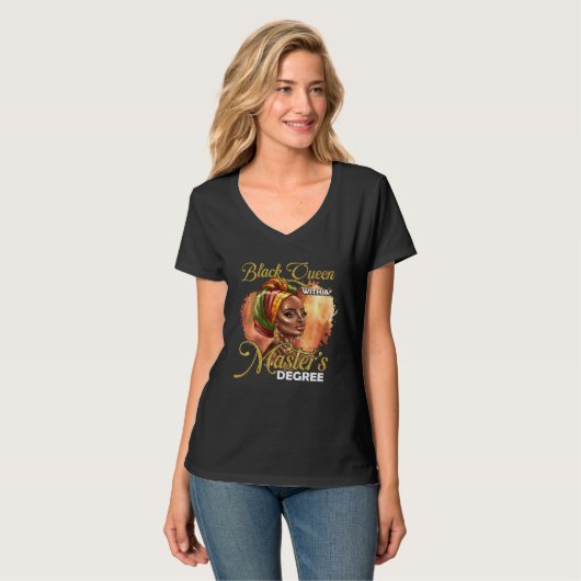 Cute Masters Degree Educated Melanin Black Queen G T-shirt (Voorkant volledig)