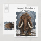 Cute Mastodon Aankondigingskaart (Voorkant / Achterkant)