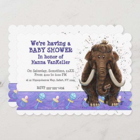 Cute Mastodon Kaart (Voorkant / Achterkant)