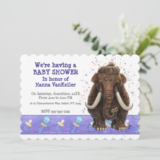 Cute Mastodon Kaart (Staand voorkant)