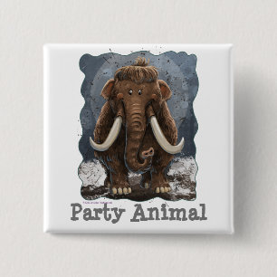Cute Mastodon Vierkante Button 5,1 Cm