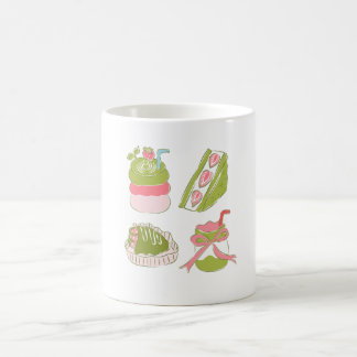 Cute Matcha Aardbei Desserts Dranken Koffiemok