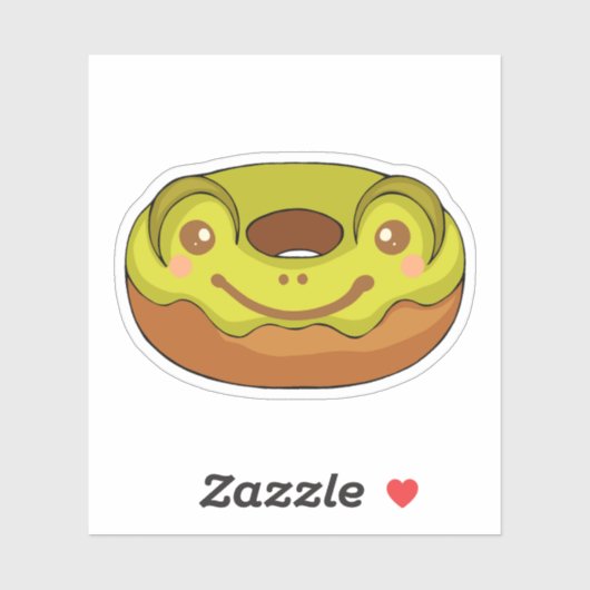 Cute Matcha Frog Donut Sticker (Vel)