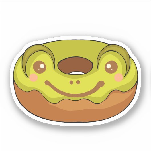 Cute Matcha Frog Donut Sticker (Voorkant)