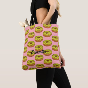 Cute Matcha Frog Donut Tote Bag