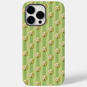 Cute Matcha Groene Teddybeer en Streep Case-Mate iPhone 14 Pro Max Hoesje