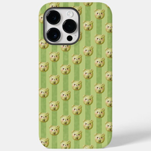 Cute Matcha Groene Teddybeer en Streep Case-Mate iPhone Case (Achterkant)