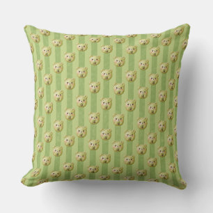 Cute Matcha Groene Teddybeer en Streep Kussen
