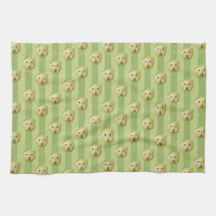 Cute Matcha Groene Teddybeer en Streep Theedoek