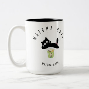Cute Matcha Kat Zwarte Kat Twee-Tons Mok Kawaii