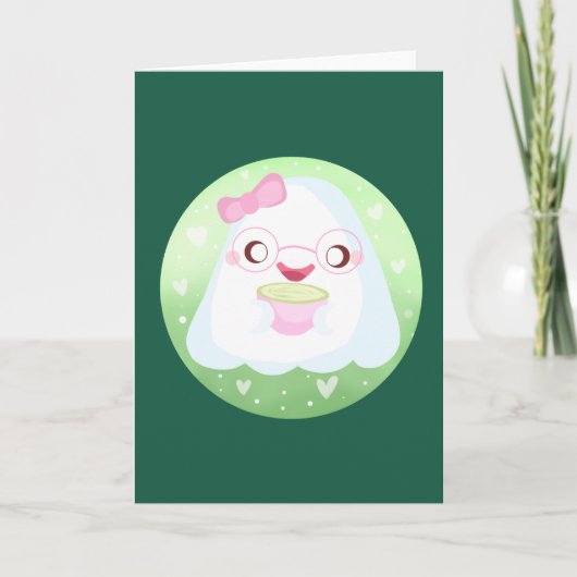 Cute Matcha Latte Ghost Kaart (Voorkant)