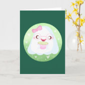 Cute Matcha Latte Ghost Kaart (Gele Bloem)