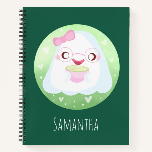Cute Matcha Latte Ghost Notitieboek (Voorkant)