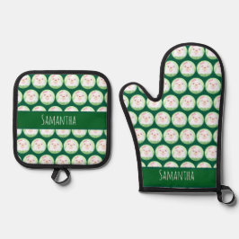 Cute Matcha Latte Ghost Ovenwant & Pannenlap Set