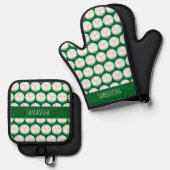 Cute Matcha Latte Ghost Ovenwant & Pannenlap Set (Voorkant / Achterkant)