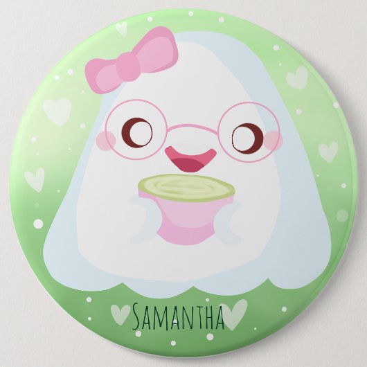 Cute Matcha Latte Ghost Ronde Button 6,0 Cm (Voorkant)