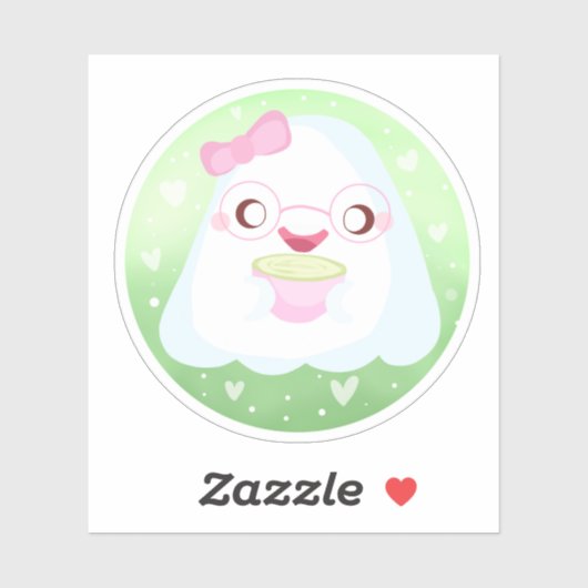 Cute Matcha Latte Ghost Sticker (Vel)