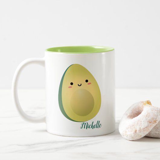 Cute Matching Couple Avocados Funny zorgt ervoor d Tweekleurige Koffiemok (Met donut)
