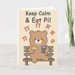 Cute Math Nerd Bear with Pie Kaart