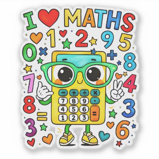 Cute Math Owl Sticker for Kids School Fun (Voorkant)
