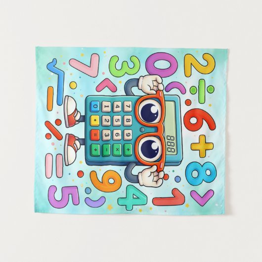 Cute Maths Calculator Numbers Poster for Kids Wandkleed (Voorkant (horizontaal))