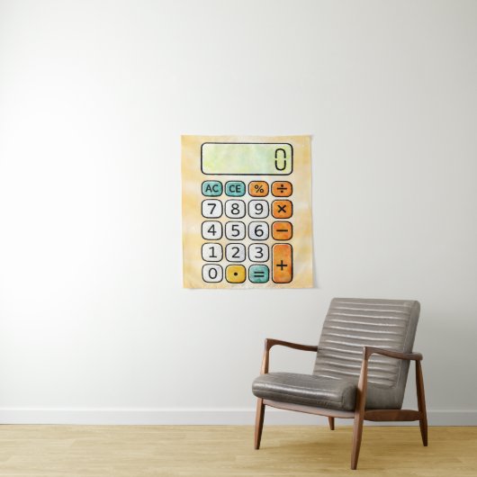 Cute Maths Calculator Poster for Kids Wandkleed (In situ)