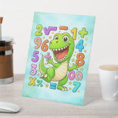 Cute Maths Dinosaur Numbers Desk Art for Kids Reclamebord Met Voetstuk (Insitu)
