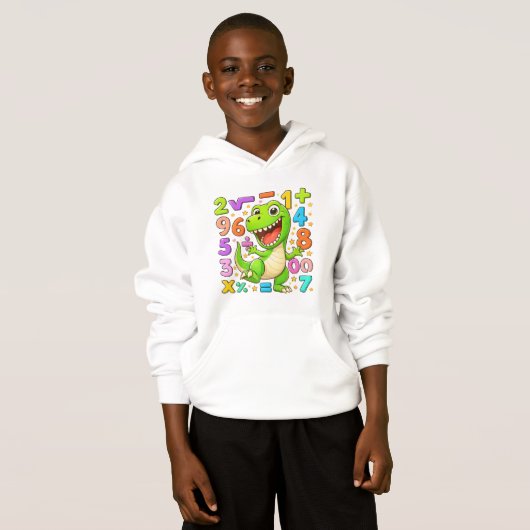 Cute Maths Dinosaur Numbers Hoodie for Kids (Voorkant volledig)