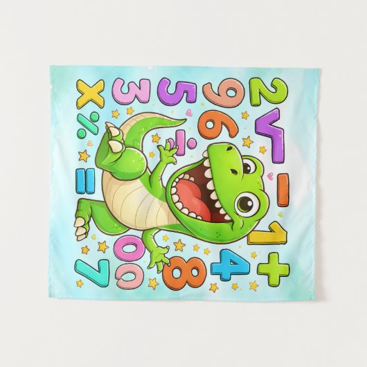 Cute Maths Dinosaur Numbers Poster for Kids Wandkleed (Voorkant (horizontaal))