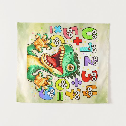 Cute Maths Dinosaur Numbers Poster for Kids Wandkleed (Voorkant (horizontaal))