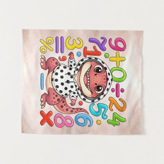 Cute Maths Dinosaur Numbers Poster for Kids Wandkleed (Voorkant (horizontaal))