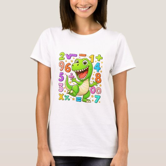 Cute Maths Dinosaur Numbers T Shirt for Kids (Voorkant)
