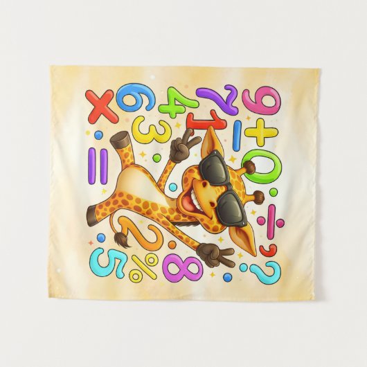 Cute Maths Giraffe Numbers Poster for Kids Wandkleed (Voorkant (horizontaal))
