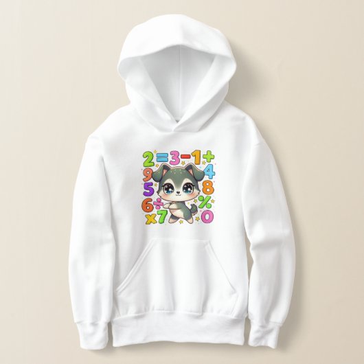 Cute Maths Kitten Numbers Hoodie for Kids (Laagn)