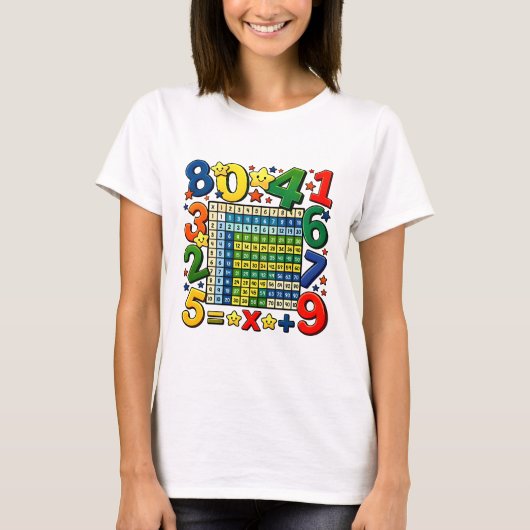 Cute Maths Numbers Calculator Cartoon T Shirt Kids (Voorkant)