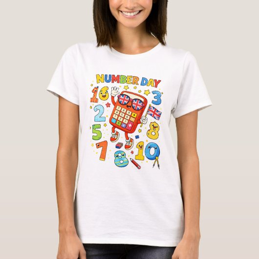 Cute Maths Numbers Calculator Number Day T ShirtUK T-shirt (Voorkant)