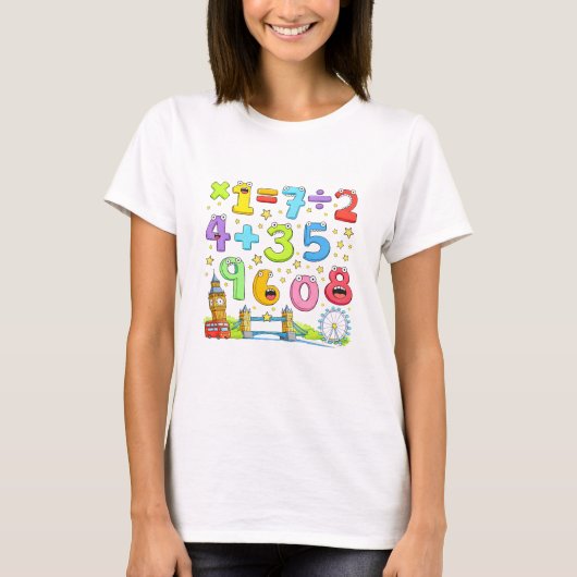 Cute Maths Numbers Equations T Shirt for Kids (Voorkant)