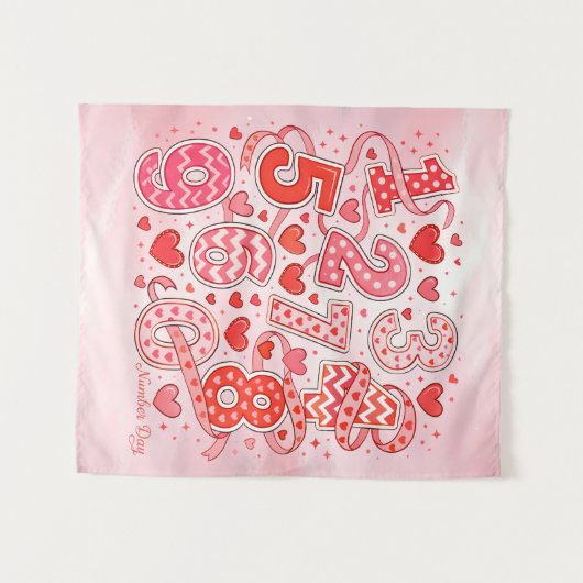 Cute Maths Numbers Hearts Poster for Kids Wandkleed (Voorkant (horizontaal))