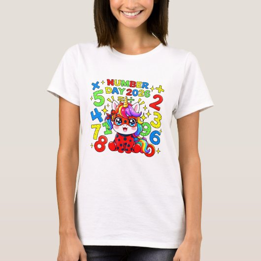 Cute Maths Numbers Ladybird Number Day T Shirt UK (Voorkant)