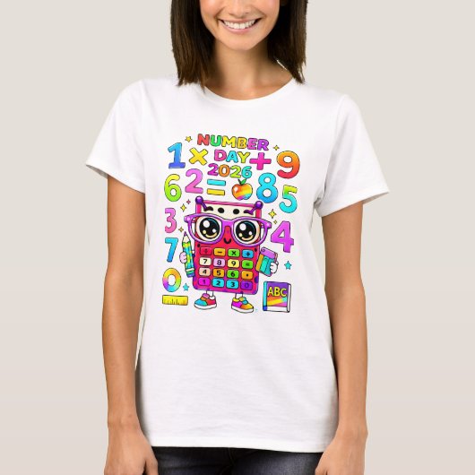 Cute Maths Numbers Panda Calculator T Shirt KidsUK (Voorkant)