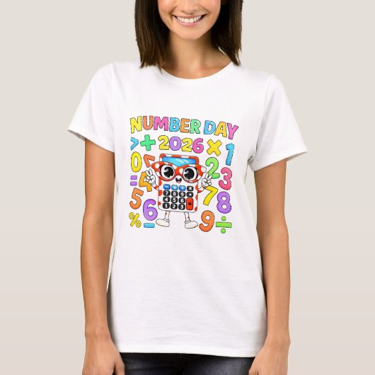 Cute Maths Numbers Robot Calculator T Shirt Kids!! (Voorkant)