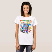 Cute Maths Numbers Robot Number Day T Shirt KidsUK (Voorkant volledig)