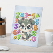 Cute Maths Puppy Numbers Desk Art for Kids Reclamebord Met Voetstuk (Insitu)