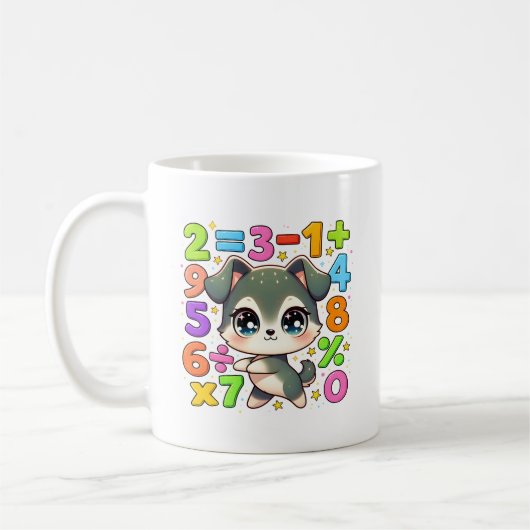 Cute Maths Puppy Numbers Mug for Kids Koffiemok (Links)