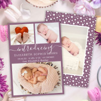 Cute Mauve Girl Annountion Photo Collage
