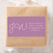 Cute Mauve/Roze Monogram Return Address Shipping Etiket (Insitu)