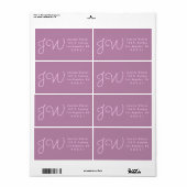 Cute Mauve/Roze Monogram Return Address Shipping Etiket (Full Sheet)