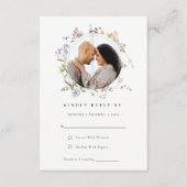 Cute Meadow Floral WreatPhoto Wedding RSVP Informatiekaartje (Voorkant)