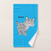Cute mean bobcat lynx cartoon bad handdoek (Handdoek)