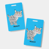 Cute mean bobcat lynx cartoon badge (Voor- en achterkant)